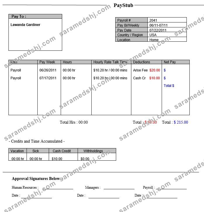 WAHPBC PayStub Lawanda Gardiner